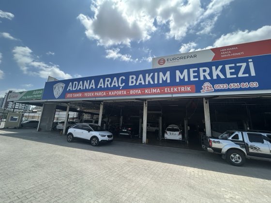 Adana Araç Bakım Merkezi tabelası ve servis binası, Seyhan Adana